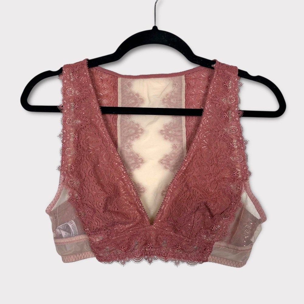 Victorias Secret‎ Dream Angels Lace Mesh Bralette Large Sexy Coquette Plunge